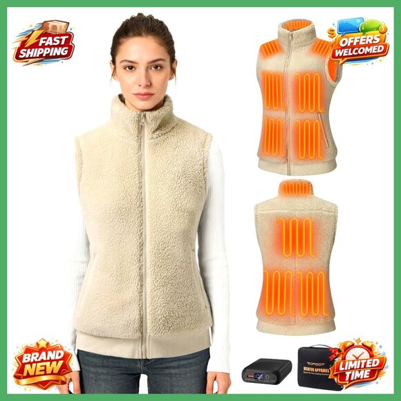 Jackets & Blazers - Women's Heated Fleece Vest with 10 Heating Zones, 16000mAh Battery